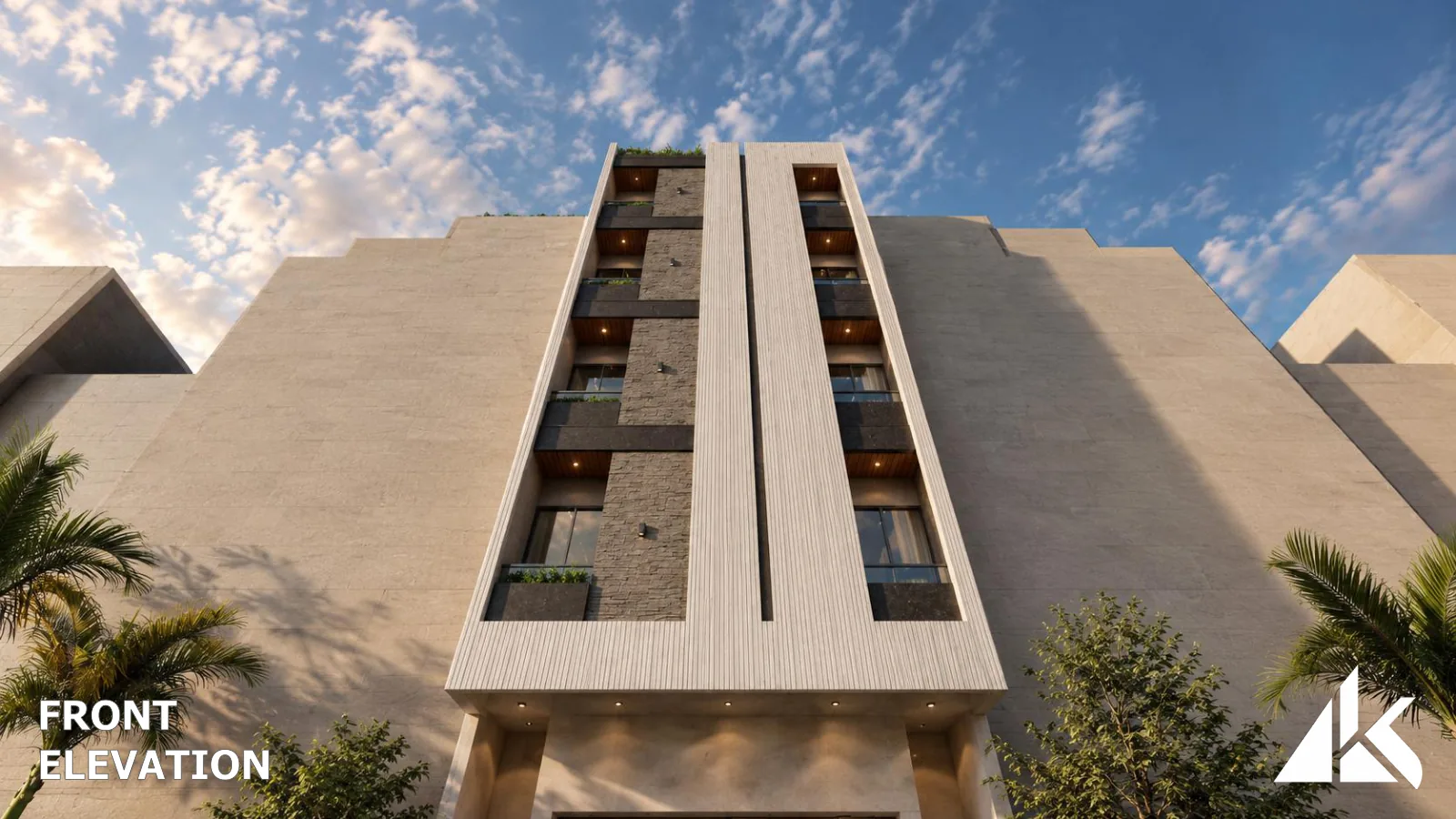 10-C Bukhari Commercial — Front elevation — presentation view 3 (architectural render)